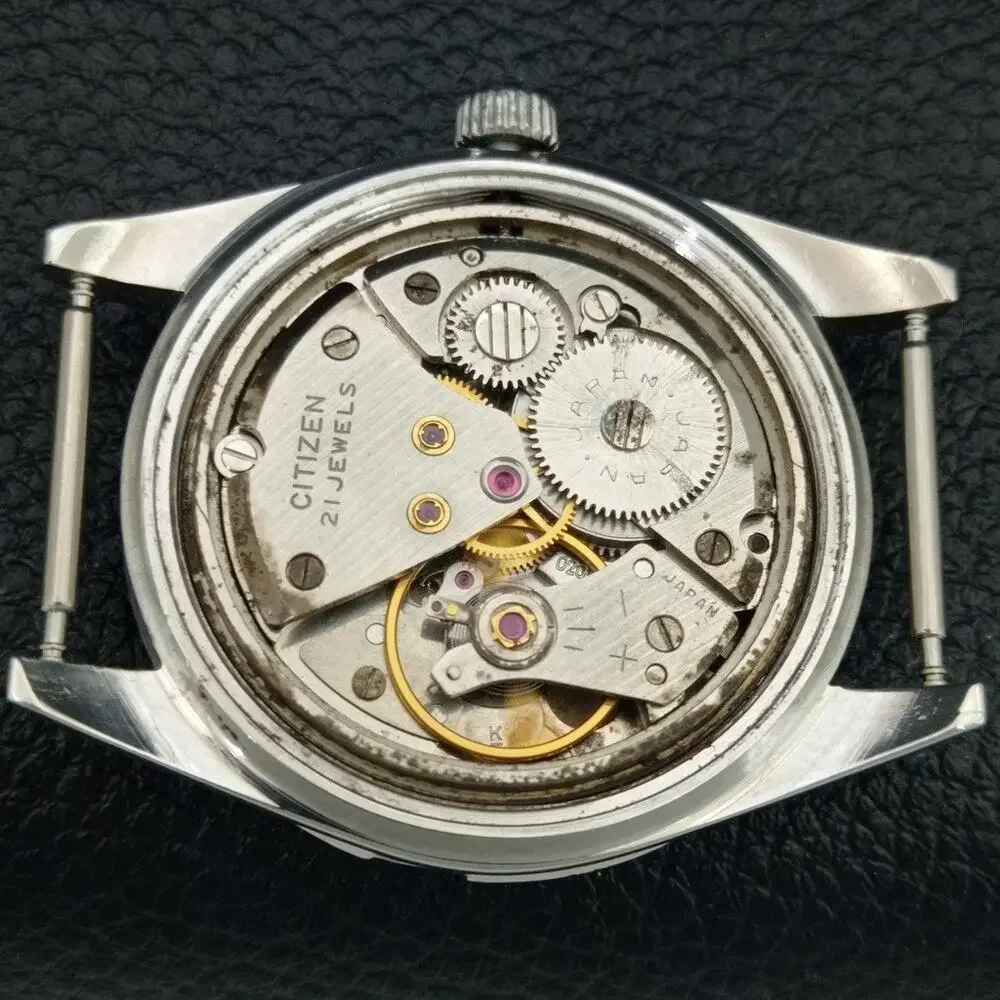 Vintage 1981 Citizen Manual Wound Mens Silver Watch & Silver accents